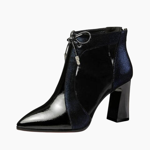 Black & Blue Pointed-Toe, Square Heel : Ankle Boots for Women : Gittey - 0788GiF