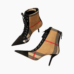 Black & Beige Pointed-Toe, Handmade : Ankle Boots for Women : Gittey - 0790GiF