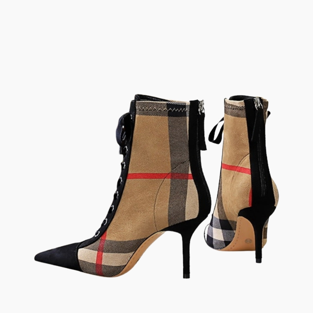 Black & Beige Pointed-Toe, Handmade : Ankle Boots for Women : Gittey - 0790GiF