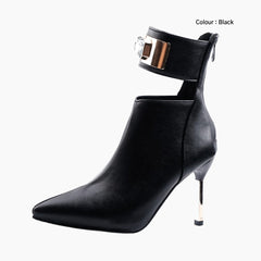 Black Pointed-Toe, Handmade : Ankle Boots for Women : Gittey - 0798GiF