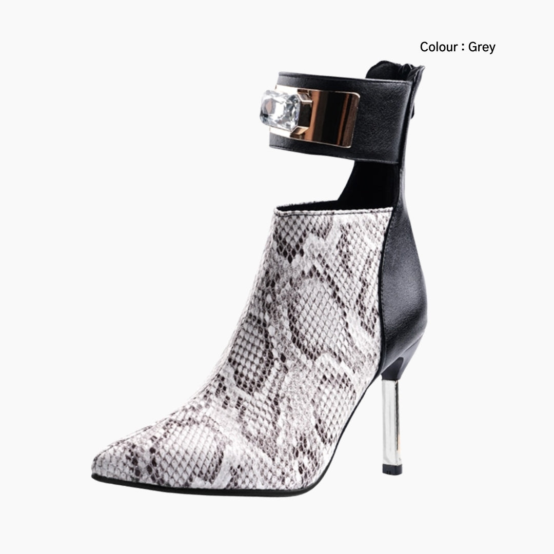 Grey Pointed-Toe, Handmade : Ankle Boots for Women : Gittey - 0798GiF