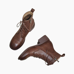 Brown Round-Toe, Handmade : Ankle Boots for Women : Gittey - 0805GiF