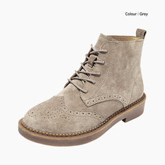 Grey Round-Toe, Handmade : Ankle Boots for Women : Gittey - 0806GiF