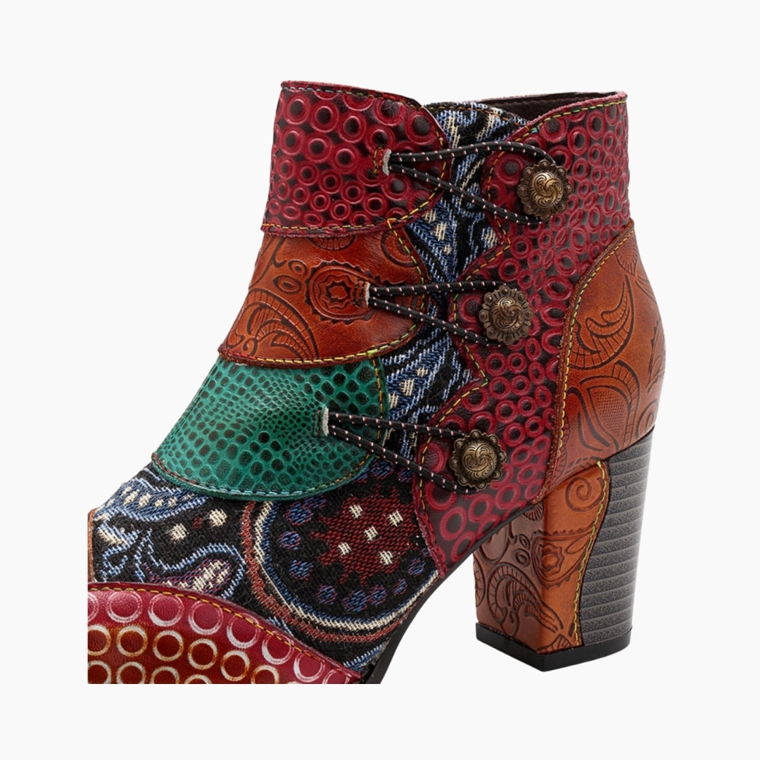 Red Round-Toe, Handmade : Ankle Boots for Women : Gittey - 0807GiF