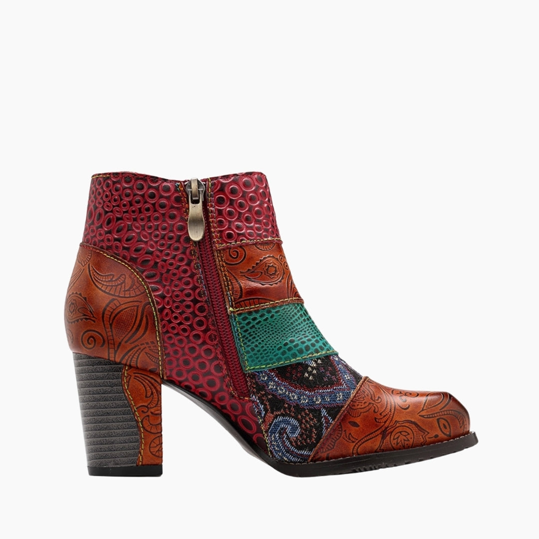 Red Round-Toe, Handmade : Ankle Boots for Women : Gittey - 0807GiF
