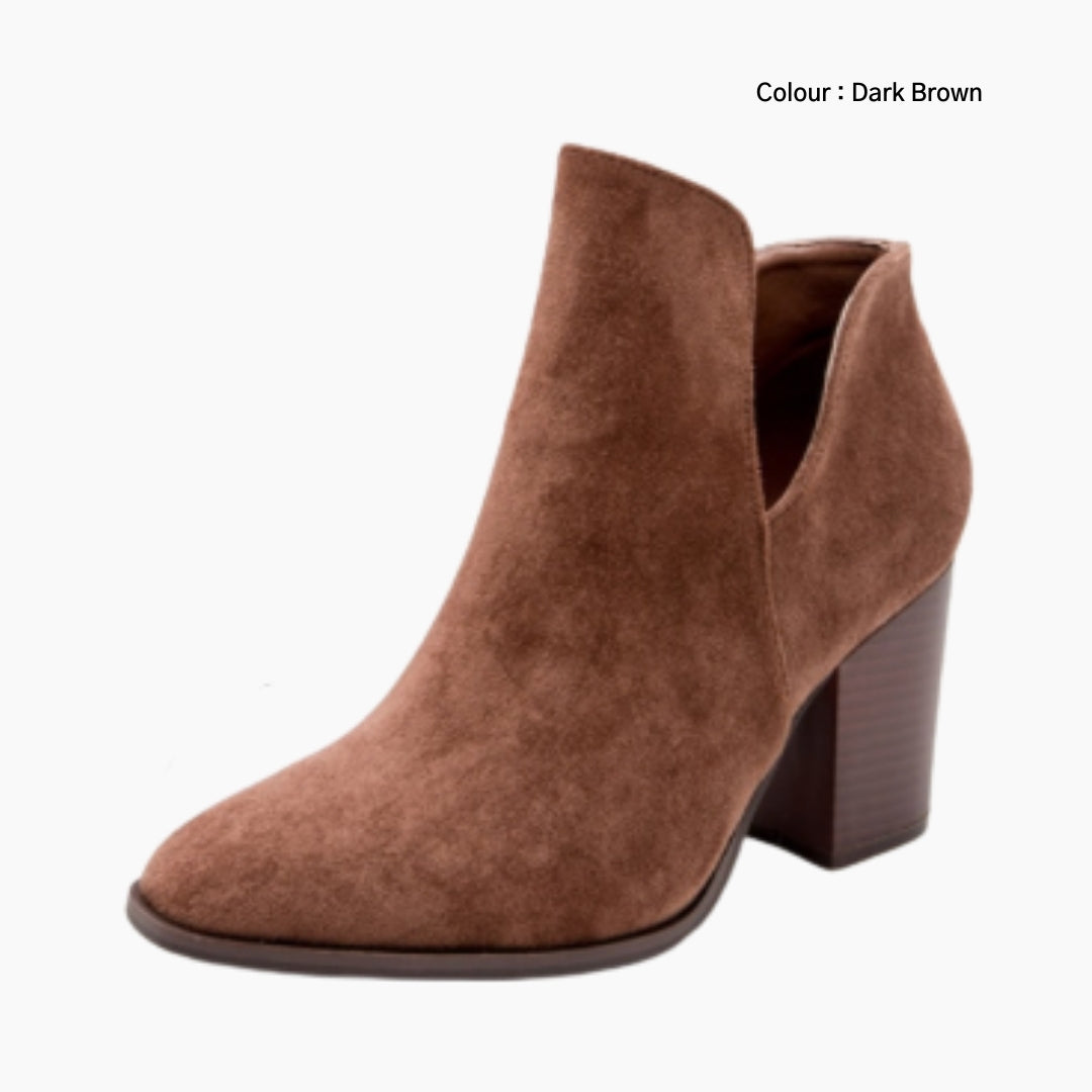 Dark Brown Round-Toe, Handmade : Ankle Boots for Women : Gittey - 0811GiF