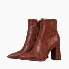 Brown Square Heel, Handmade : Ankle Boots for Women : Gittey - 0812GiF