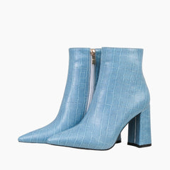 BLue Square Heel, Handmade : Ankle Boots for Women : Gittey - 0812GiF