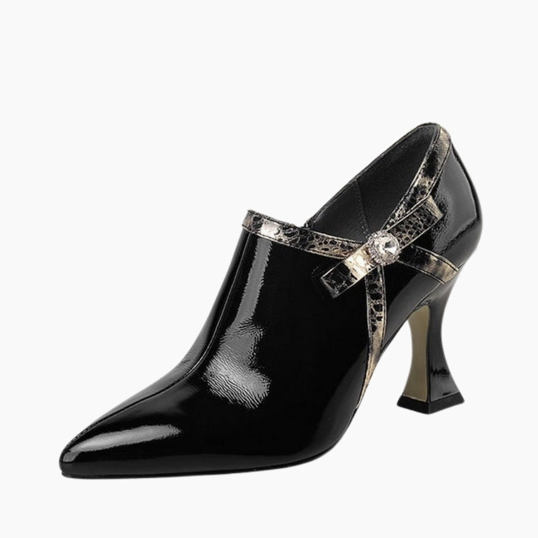 Black Pointed-Toe, Handmade : Ankle Boots for Women : Gittey - 0813GiF