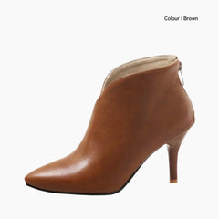 Brown Pointed-Toe, Handmade : Ankle Boots for Women : Gittey - 0814GiF