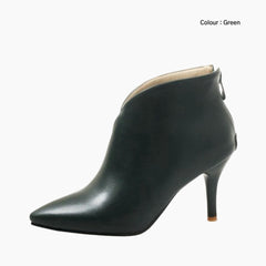 Green Pointed-Toe, Handmade : Ankle Boots for Women : Gittey - 0814GiF
