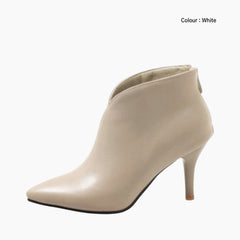 White Pointed-Toe, Handmade : Ankle Boots for Women : Gittey - 0814GiF