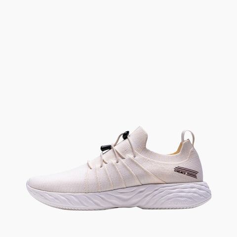 White & Beige Non-Slip, Wear resistance : Running Shoes for Men : Gatee - 0828GtM