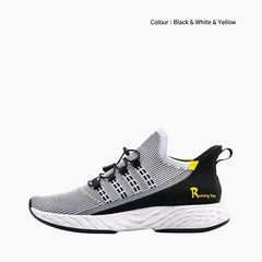 Black & White & Yellow Shock Absorption, Anti-Slippery  : Running Shoes for Men : Gatee - 0829GtM