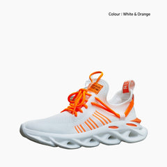 White & Orange Height Increasing, Lace-Up : Running Shoes for Women : Gatee - 0857GtF