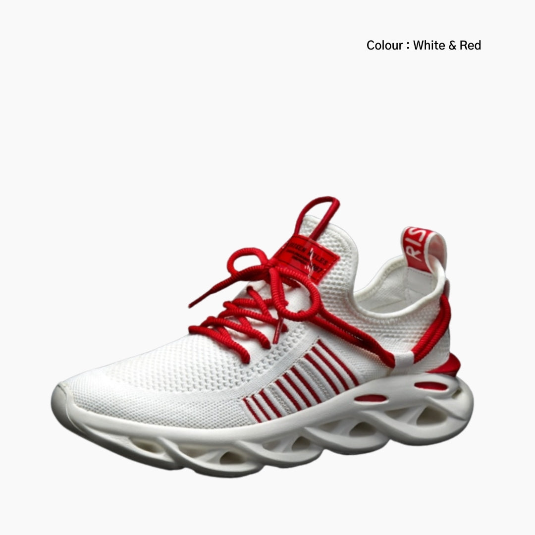 White & Red Height Increasing, Lace-Up : Running Shoes for Women : Gatee - 0857GtF