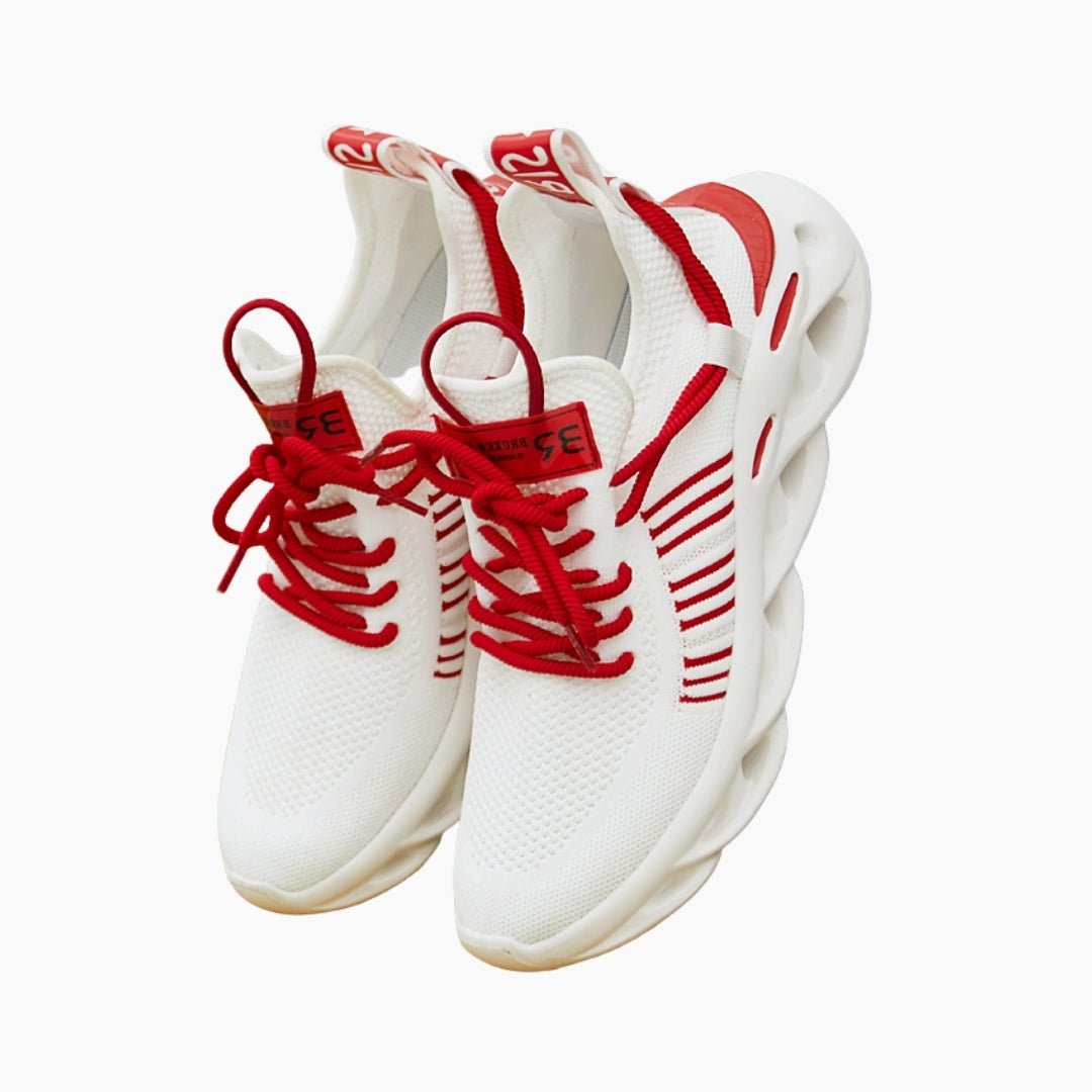 White & Red Height Increasing, Lace-Up : Running Shoes for Women : Gatee - 0857GtF