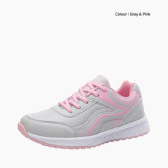 Grey & Pink Waterproof, Lace-Up : Running Shoes for Women : Gatee - 0860GtF