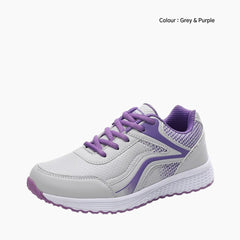 Grey & Purple Waterproof, Lace-Up : Running Shoes for Women : Gatee - 0860GtF