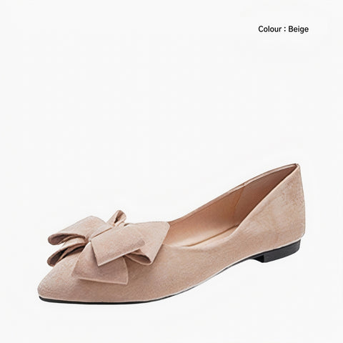 Beige Pointed-Toe, Slip-On : Ballet Flats : Hoora - 0510HoF