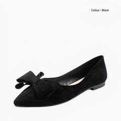 Black Pointed-Toe, Slip-On : Ballet Flats : Hoora - 0510HoF
