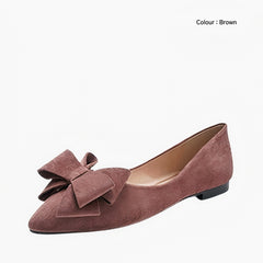 Brown Pointed-Toe, Slip-On : Ballet Flats : Hoora - 0510HoF