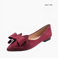 Red Pointed-Toe, Slip-On : Ballet Flats : Hoora - 0510HoF