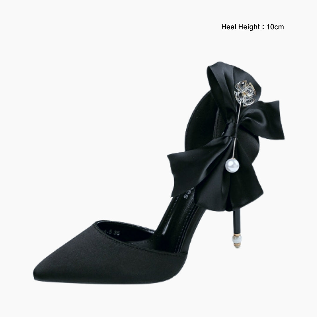 Black Thin Heels, Handmade : Wedding Heels : Piari - 0548PiF